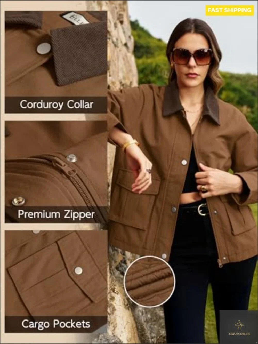 Oversized Barn Jacket Cotton Quilted Padded Utility Corduroy Collar Coat Fall